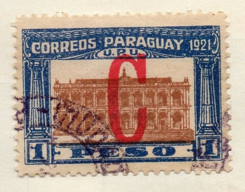 Paraguay 1921 Early Issue Fine Used 1P. Optd 125265
