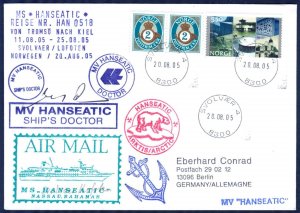 {A356} Norway 2005 Polar Bears Ships MV Hanseatic Signature Cover
