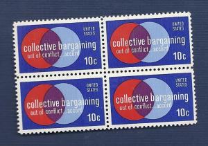 1558 10c Collective Bargaining block of 4  VF/MNH/OG