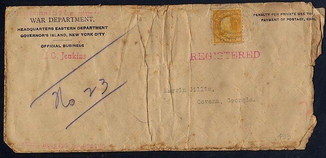 US 1916 War Department Headquarter Eastern Department Governor Island NY Registe