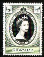 Gibraltar-Sc#131- id18-unused LH QEII Coronation set-any rainbo