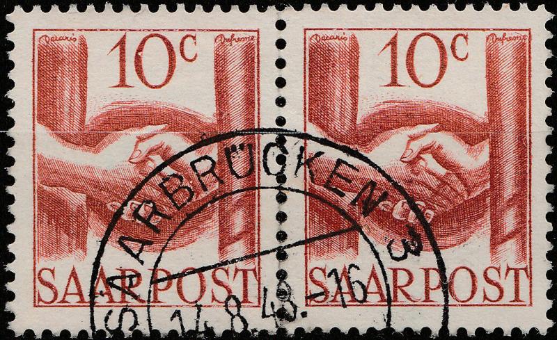 SARRE / SAAR / SAARLAND - 14-8-1948 - 2xMi.239 cancelled  SAARBRÜCKEN 3 