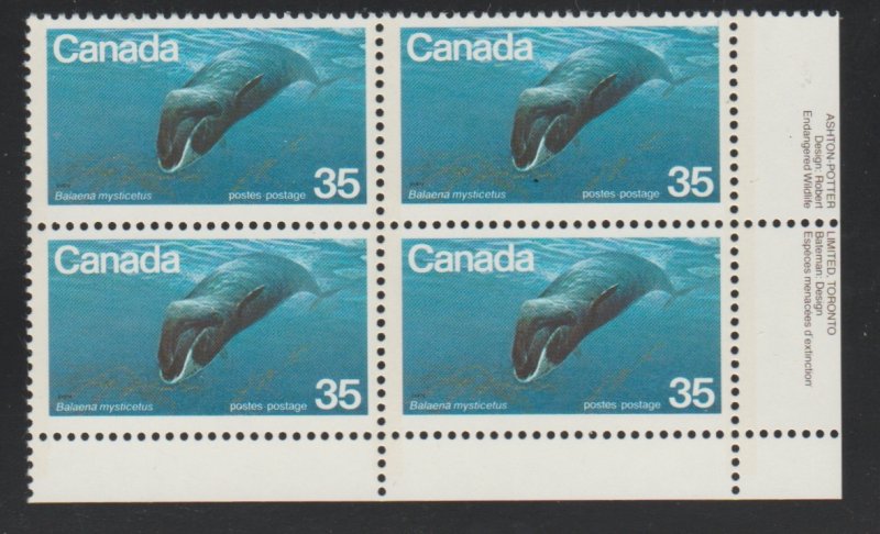 Canada 814 whale - MNH - Plate block LR