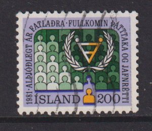 Iceland  #546  used  1981  Year of the disabled