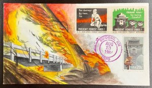 2096 Ham Hand painted cachet Smokey Bear, Wildfires FDC 1984 #33 of 125