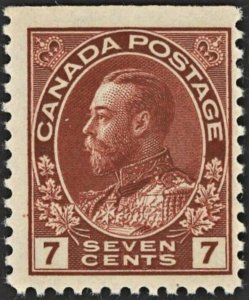 Canada #114 ~ 7 Cent Brown King George V Admiral MNH