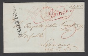 Canada 1851 Stampless Money Letter Toronto to Simcoe, red MONEY m/s, VF 