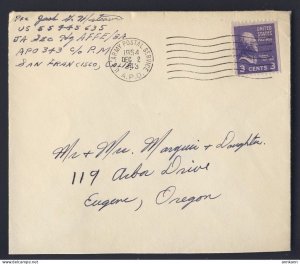 USA 1954 DEC 2 - ARMY - AIR FORCE POSTAL SERVICE > EUGENE OREGON