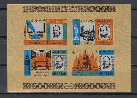 Sharjah, Mi cat. 228, BL16 B. Sir Winston Churchill, IMPERF s/sheet. ^