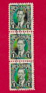 CANADA SCOTT#231 1937 1c KGVI TRIPLE VERTICAL LINE - USED