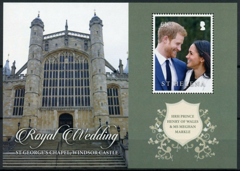 St Helena Royalty Stamps 2018 MNH Prince Harry & Meghan Royal Wedding 1v M/S 