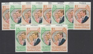 St. Vincent Grenadines, Scott 1-2, MNH, various Islands in selvage