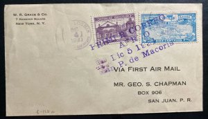 1931 St Domingo Dominican Republic First Flight cover FFC to San Juan Puerto Ric