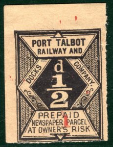 GB Wales PTR&DCo RAILWAY Newspaper Parcel Stamp ½d PORT TALBOT DOC Mint WHB35