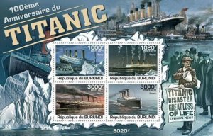 BURUNDI 2011 - 100th Anniversary of Titanic S/S. Official issues.