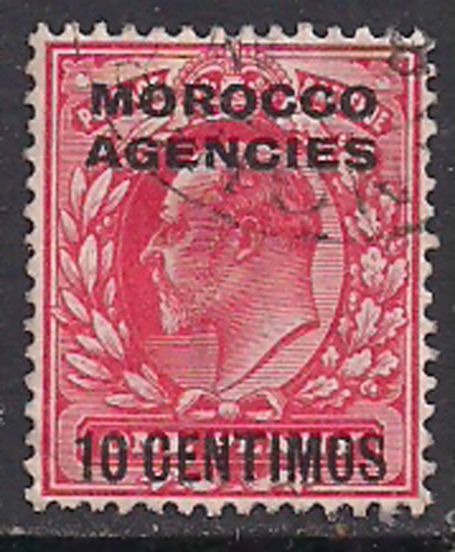 Morocco Agencies 1907 KEV11 Ovpt 10 Centimos on 1d Red Used  SG 113 ( H983 )