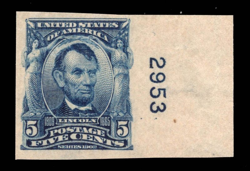 US # 315 PLATE SINGLE IMPERF MINT OG NH VF POST OFFICE FRESH LOT #11253