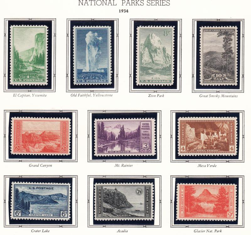 U.S.  Scott # 740-748  Nat'l Parks       /  PL-39