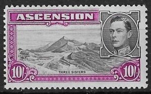 ASCENSION SG47b 1944 10/= BLACK & BRIGHT PURPLE p13 MNH