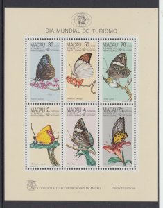 China Macau Macao STAMPS 1985 Butterflies Miniature sheet MNH POST