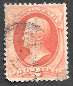 US Scott # 183, 2¢, 1878, Vermillion, U, NH, NG, OC, Missing Perfs, Pencil Notes