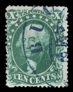US STAMPS # 31 BLUE CDS USED CAT. $1,250 LOT #14015