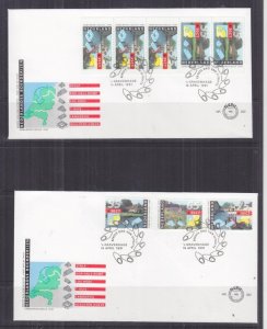 NETHERLANDS, 1991 Social Welfare Fund set of 3 & Booklet pane, First Day covers.