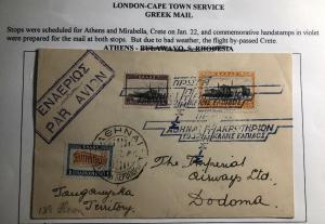 1932 Athens Greece Early Airmail Cover FFC To Dodoma Tanganyika