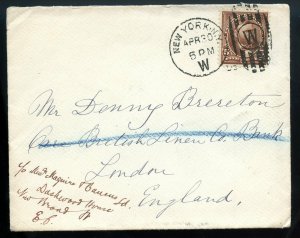 U.S. 5 Cent 1st Bur. Iss. on Cover to London, England