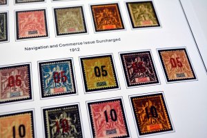 COLOR PRINTED COMOROS 1892-1975 STAMP ALBUM PAGES (25 illustrated pages)