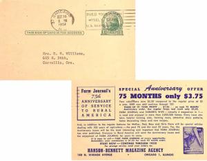 United States Illinois Chicago 1951 machine  Postal Card  Reverse Blue Illust...
