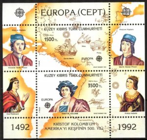 Cyprus Turkish 1992 Europa CEPT Columbus Ships S/S MNH