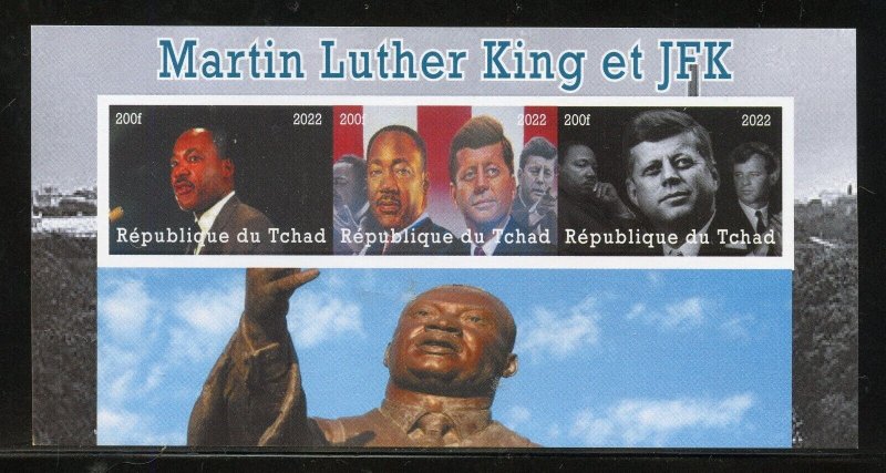 CHAD 2022 MARTIN LUTHER KING AND JFK IMPERF SOUVENIR SHEET MINT NEVER HINGED