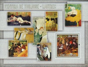 Toulouse-Lautrec Stamp Reclining Nude At The Moulin Rouge S/S MNH #2849 / Bl.554