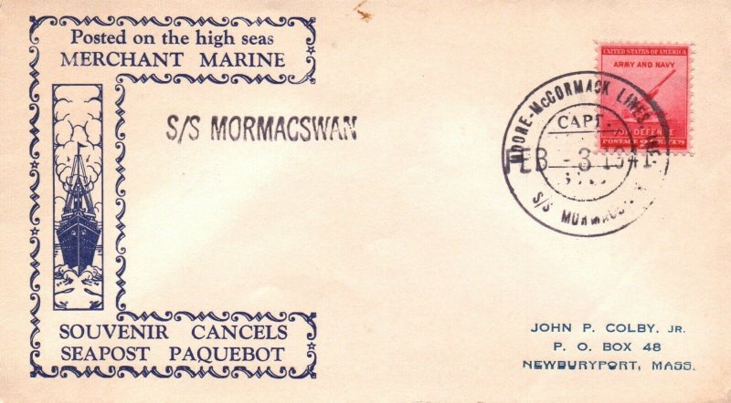 1934 Moore-McCormack Lines Ship Cover - SS Mormacswan - L35677