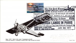 US EVENT COVER CACHETED CHARLES LINDBERGH TRANSATLANTIC FLIGHT NEWS 1977 TYPE B