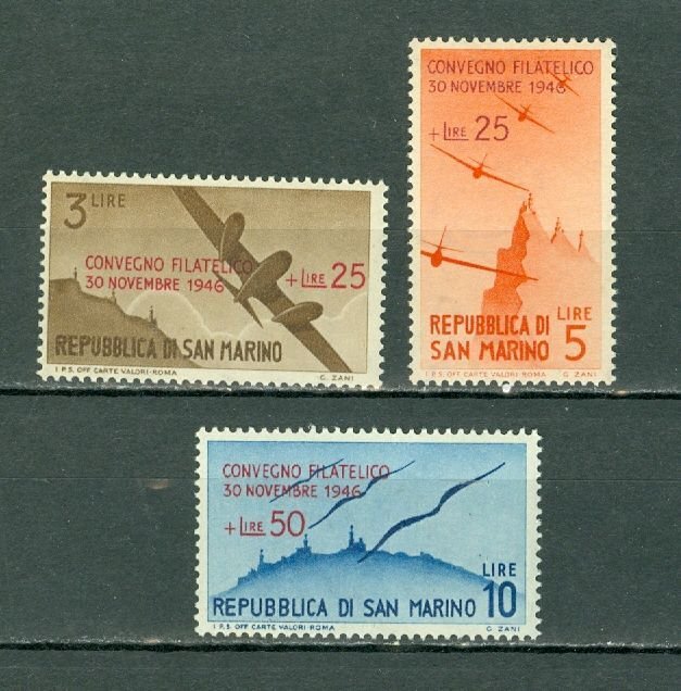 SAN MARINO 1946 AVIATION #B26 A-C SET MNH...$20.00