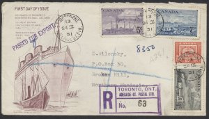 1951 #311-314 Stamp Centenary FDC UEL Cachet Registered to Northern Rhodesia