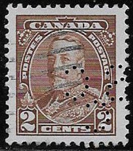 Canada, SC 218, used, perfin, jumbo margins