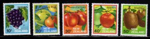 New Zealand Scott 761-765 MNH**  Export Fruit stamps 1982