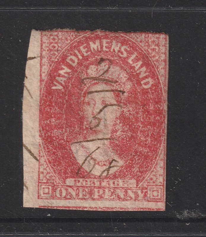 Tasmania an imperf QV chalon 1d but pen cancel