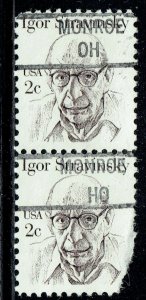 Precancel ERROR vertical pair from MONROE, OH (1845-841) State inverted.