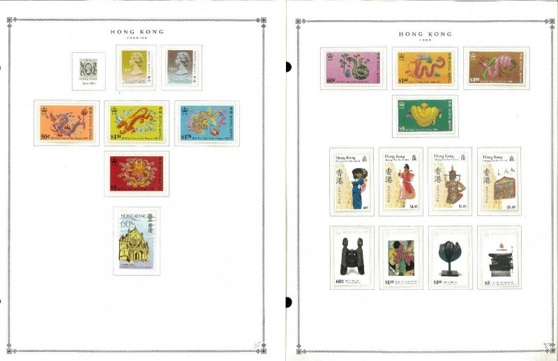 Hong Kong 1863-1997 MNH, LH & U Hinged & in Mounts on Scott International Pgs.