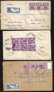 MALAYA 1950 JOHORE THREE REGISTERED COVERS TANJONG PIANDANG BATU PAHAT & MUAR