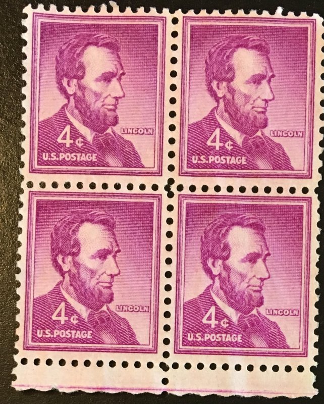 1036 Lincoln, Liberty Series, Circulated block, Vic's Stamp Stash