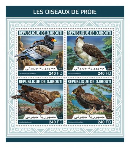 DJIBUTI - 2018 - Birds of Prey - Perf 4v Sheet - MNH