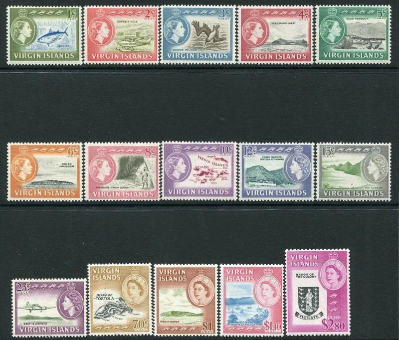 BRITISH VIRGIN ISLANDS-1964-68 Set to $2.80 Sg 178-192 LIGHTLY MOUNTED MINT 