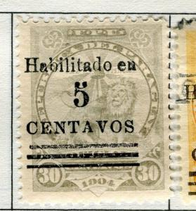 PARAGUAY;   1907-9 early surcharged issue fine Unused 5c/30c. value