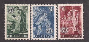 YUGOSLAVIA SC# 375-77  FVF/MOG 1953