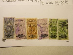 NICARAGUA Scott 266, 269, 271, 273, 274, 278, USED Cat $8.80